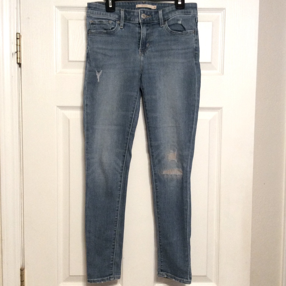 Levi’s 711 midrise skinny distressed knee blue jeans women’s size 26
